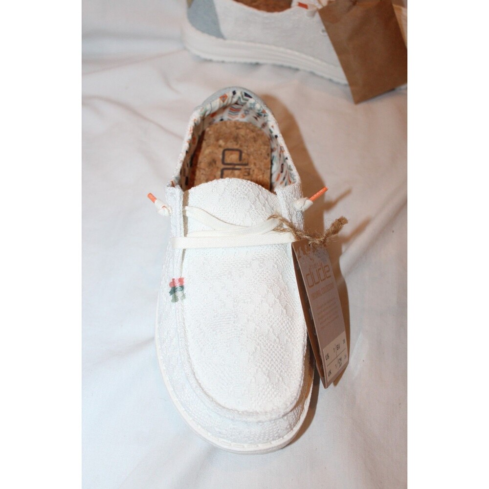 Hey Dude Wendy Women's Crotchet Bo Ho Lightweight Slip On Sneaker White NWOB 7 - Picture 3 of 7